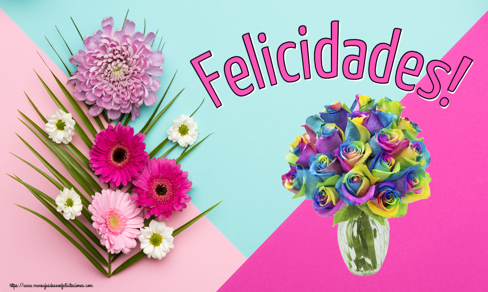 Felicitaciones de cumpleaños - Felicidades! ~ rosas arco iris en macetas - mensajesdeseosfelicitaciones.com