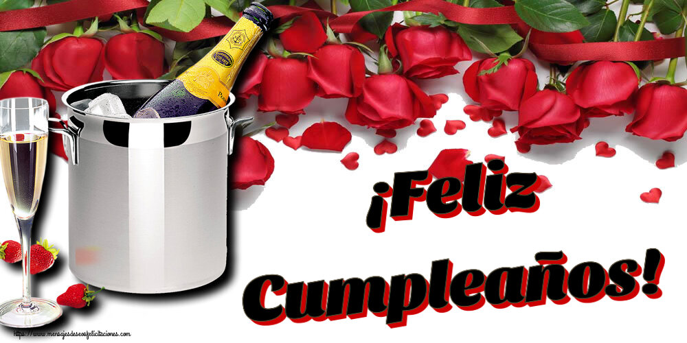 Descargar Felicitación Gratis - Felicitaciones de cumpleaños - 🥂🍾 ¡Feliz Cumpleaños! ~ cubo de champán y fresas - mensajesdeseosfelicitaciones.com