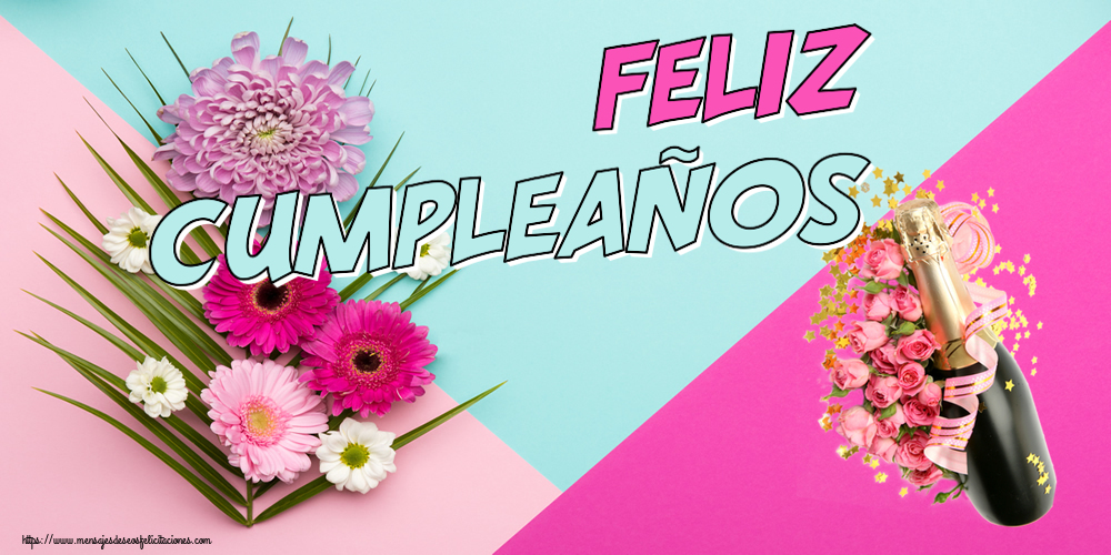 Cumpleaños ¡Feliz Cumpleaños! ~ composición con champán y flores