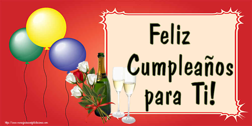 Felicitaciones de cumpleaños - Feliz Cumpleaños para Ti! ~ 4 rosas blancas y una rosa roja - mensajesdeseosfelicitaciones.com