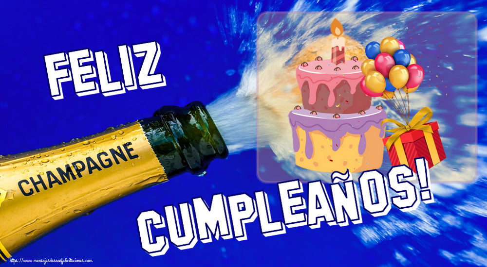 ¡Feliz Cumpleaños! ~ tarta, globos y confeti