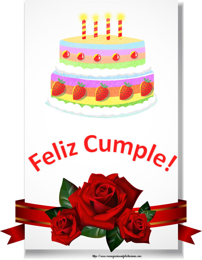 Felicitaciones de cumpleaños - Feliz Cumple! ~ tarta de fresa - mensajesdeseosfelicitaciones.com