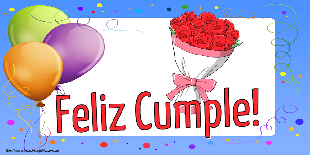 Felicitaciones de cumpleaños - Feliz Cumple! ~ dibujo con ramo de flores - mensajesdeseosfelicitaciones.com