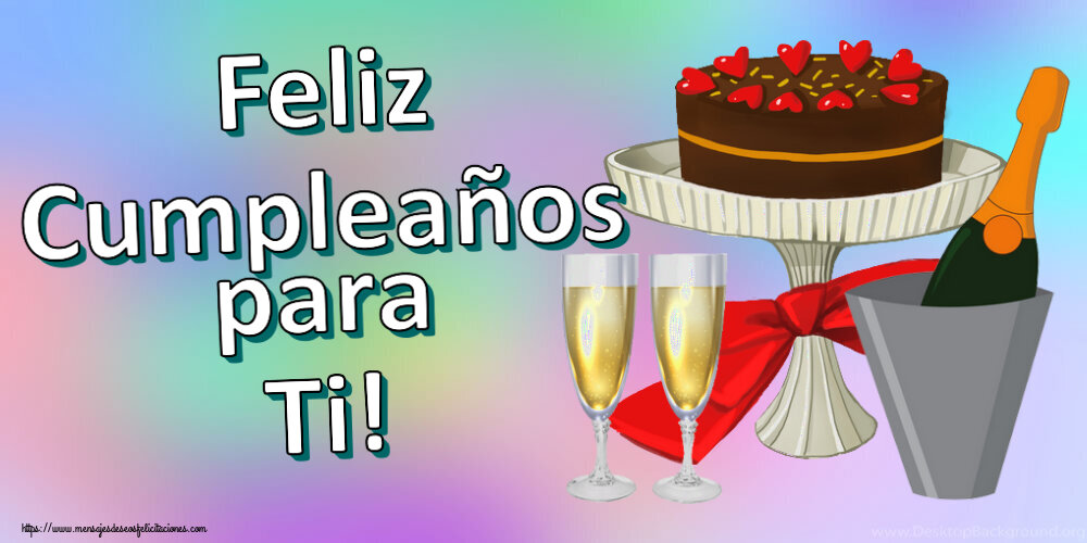 Cumpleaños Feliz Cumpleaños para Ti! ~ tarta, champán con copas