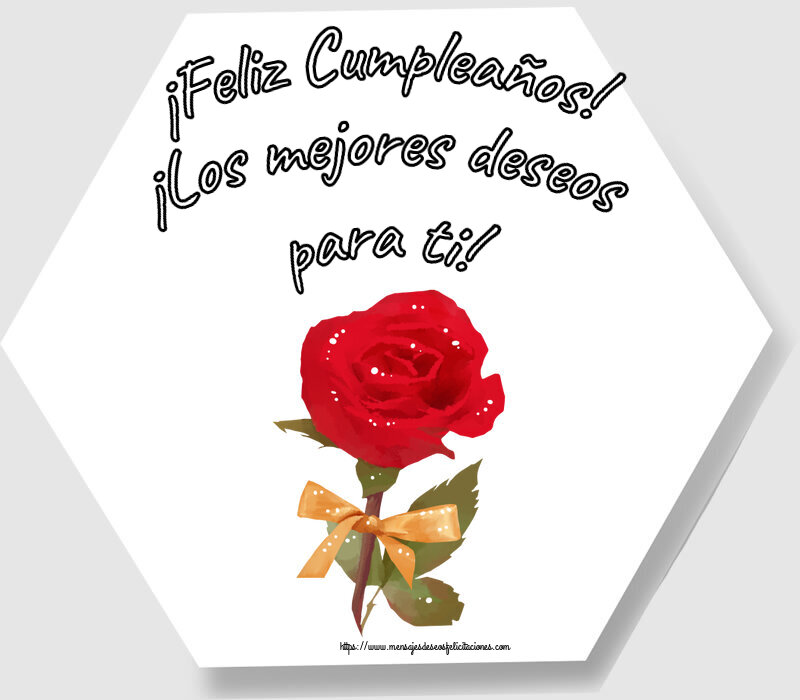 Felicitaciones de cumpleaños - ¡Feliz Cumpleaños! ¡Los mejores deseos para ti! ~ una rosa roja pintada - mensajesdeseosfelicitaciones.com