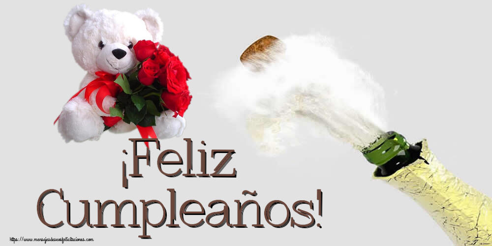 Cumpleaños ¡Feliz Cumpleaños! ~ osito blanco con rosas rojas