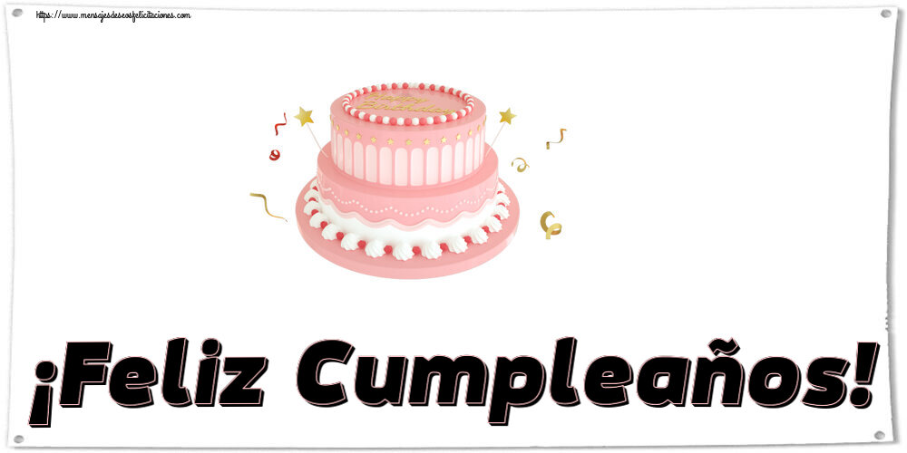 Felicitaciones de cumpleaños - ¡Feliz Cumpleaños! ~ Tarta rosa con Happy Birthday - mensajesdeseosfelicitaciones.com