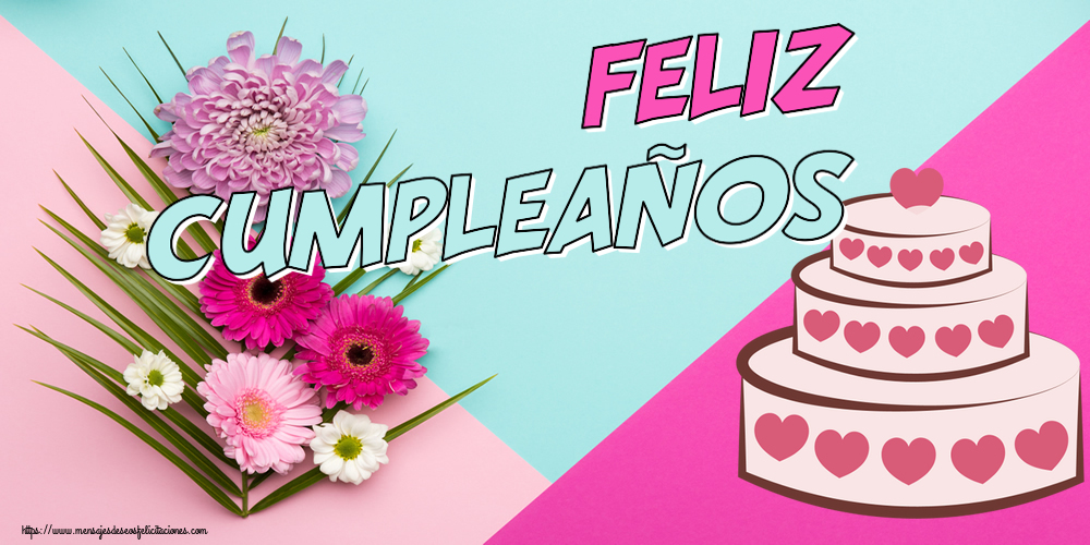 Felicitaciones de cumpleaños - ¡Feliz Cumpleaños! ~ tarta con corazones - mensajesdeseosfelicitaciones.com