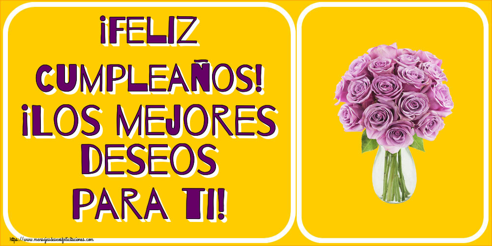 ¡Feliz Cumpleaños! ¡Los mejores deseos para ti! ~ rosas moradas en macetas