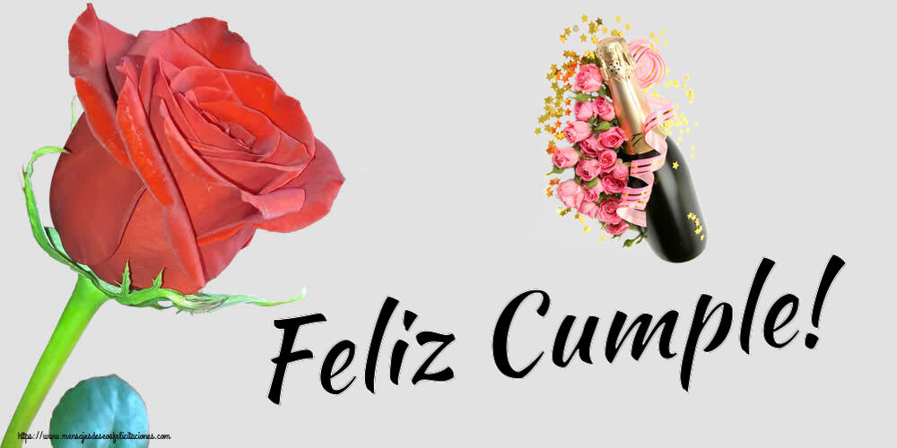 Cumpleaños Feliz Cumple! ~ composición con champán y flores