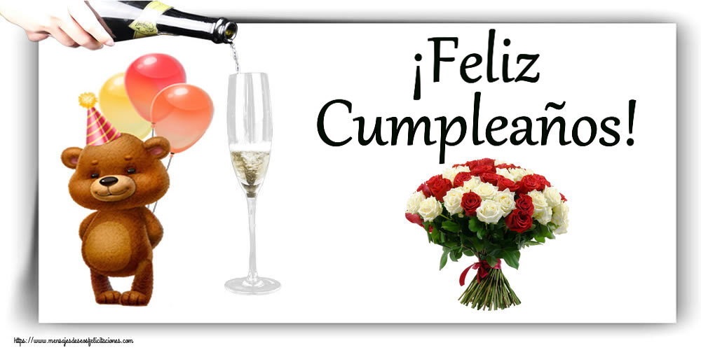 Felicitaciones de cumpleaños - ¡Feliz Cumpleaños! ~ ramo de rosas rojas y blancas - mensajesdeseosfelicitaciones.com