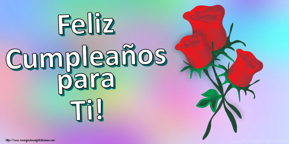 Felicitaciones de cumpleaños - Feliz Cumpleaños para Ti! ~ tres rosas rojas dibujadas - mensajesdeseosfelicitaciones.com