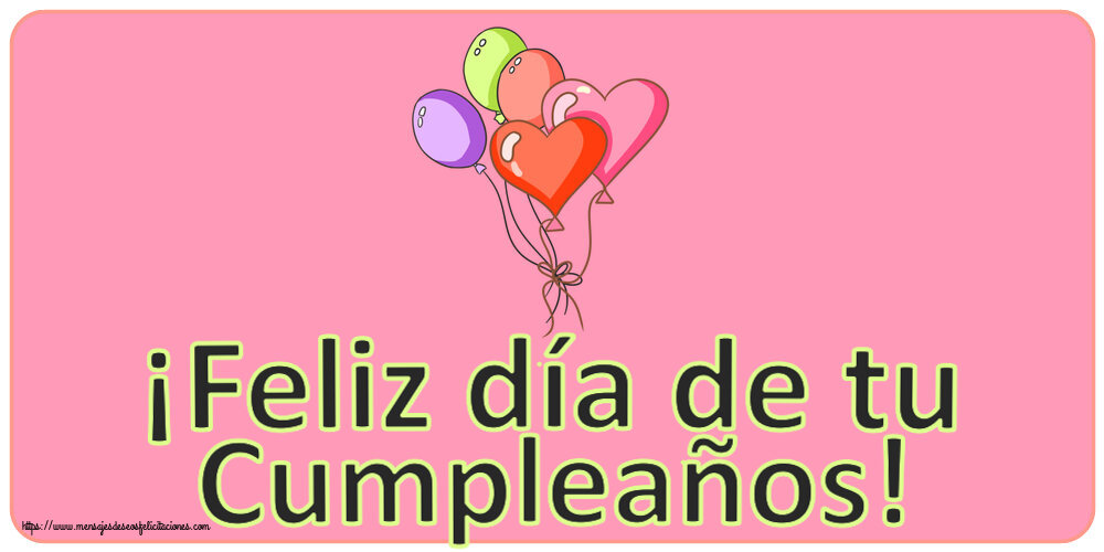 Felicitaciones de cumpleaños - ¡Feliz día de tu Cumpleaños! ~ 5 globos de colores - mensajesdeseosfelicitaciones.com