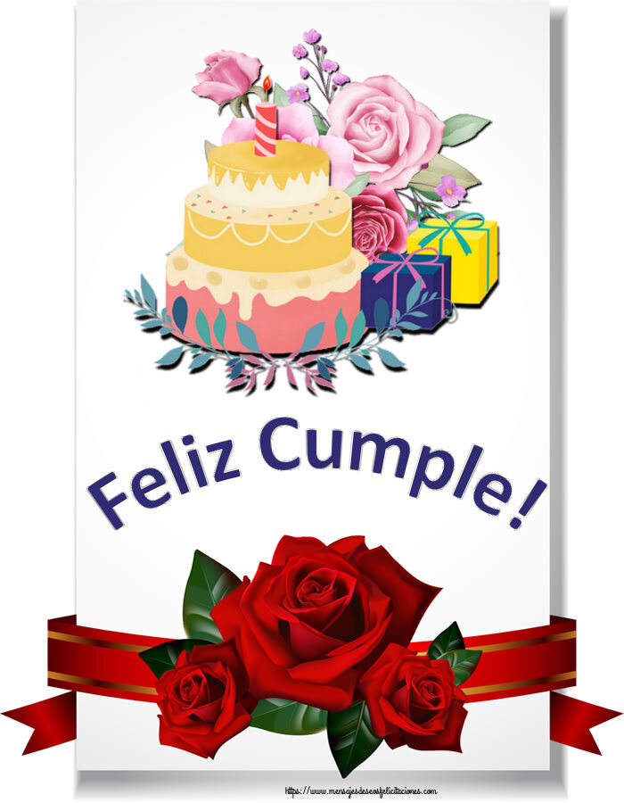 Felicitaciones de cumpleaños - Feliz Cumple! ~ tarta y regalos - mensajesdeseosfelicitaciones.com