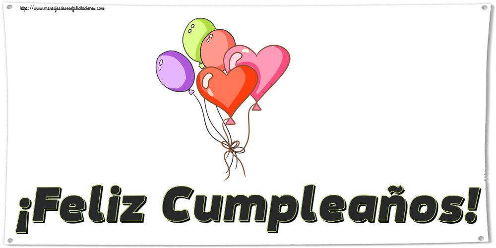 Felicitaciones de cumpleaños - ¡Feliz Cumpleaños! ~ 5 globos de colores - mensajesdeseosfelicitaciones.com