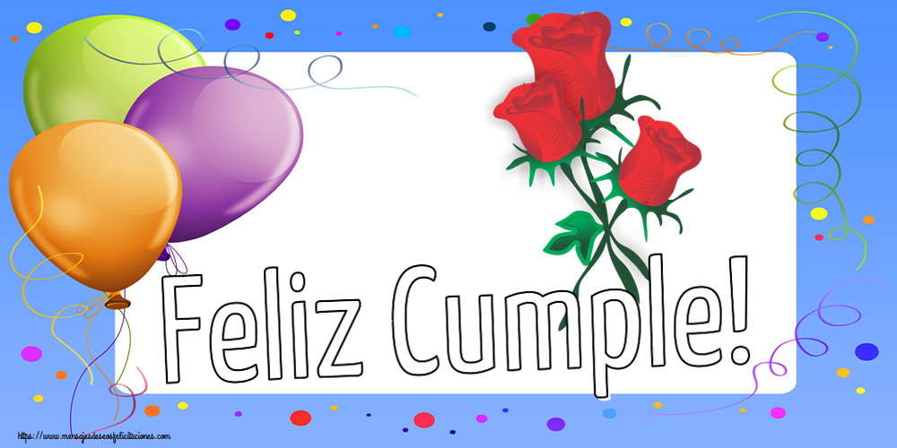Cumpleaños Feliz Cumple! ~ tres rosas rojas dibujadas