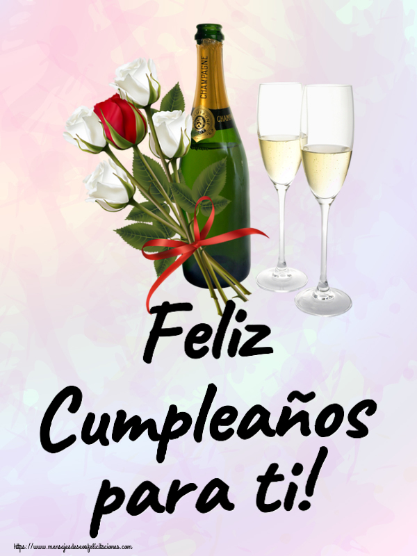 Felicitaciones de cumpleaños - Feliz Cumpleaños para ti! ~ 4 rosas blancas y una rosa roja - mensajesdeseosfelicitaciones.com