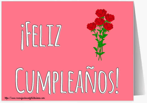 Felicitaciones de cumpleaños - ¡Feliz Cumpleaños! ~ dibujo con rosas y corazones - mensajesdeseosfelicitaciones.com