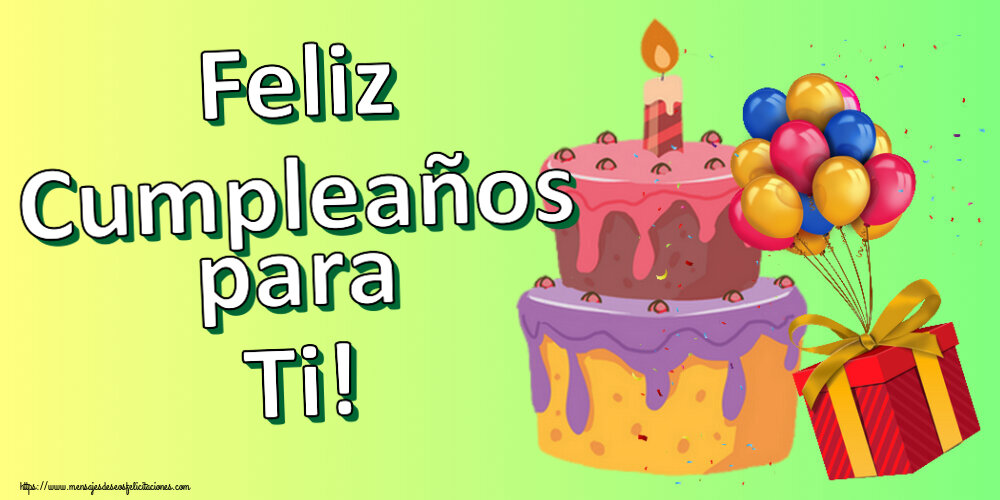 Cumpleaños Feliz Cumpleaños para Ti! ~ tarta, globos y confeti