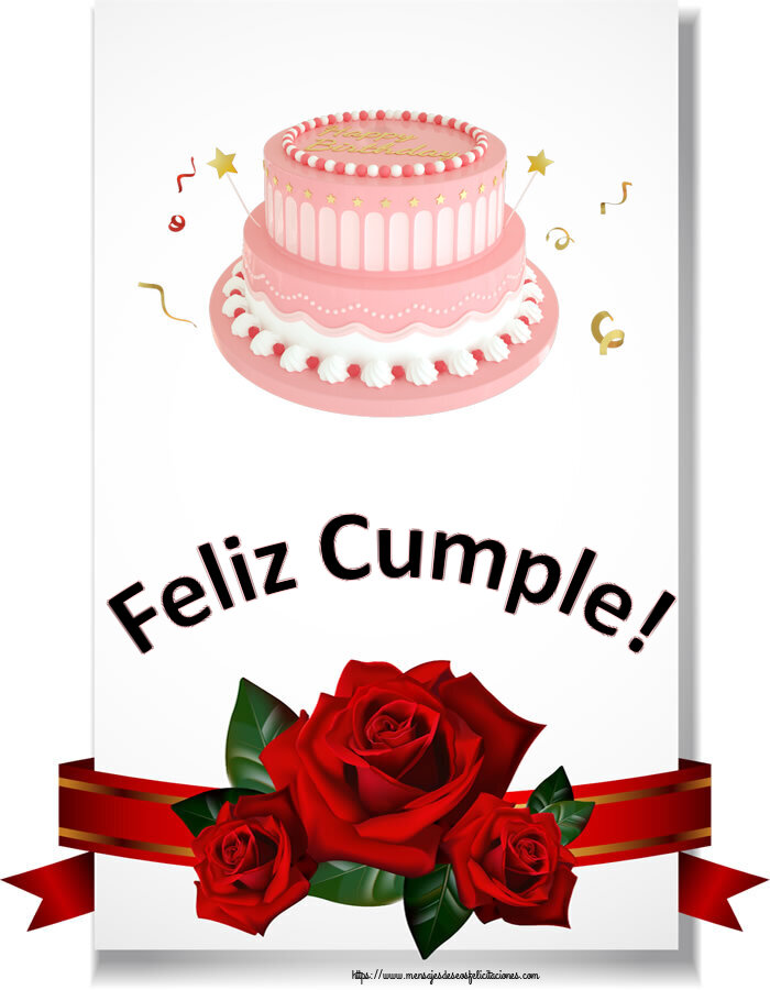 Cumpleaños Feliz Cumple! ~ Tarta rosa con Happy Birthday