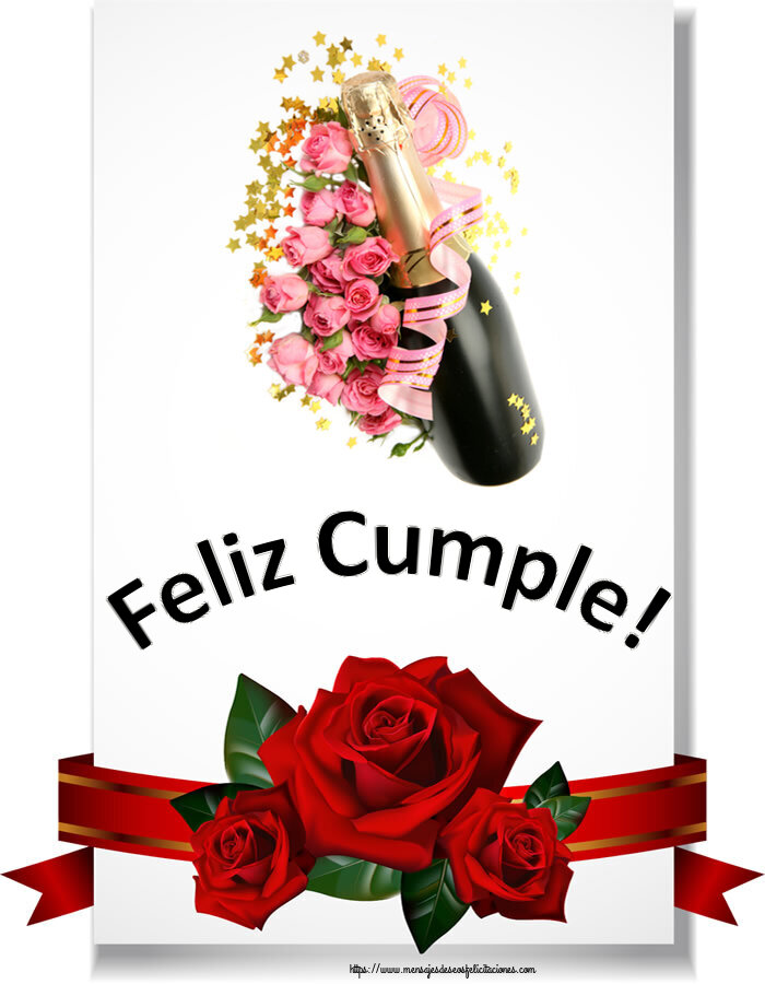 Cumpleaños Feliz Cumple! ~ composición con champán y flores