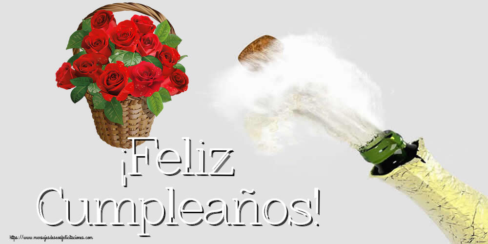 Felicitaciones de cumpleaños - ¡Feliz Cumpleaños! ~ rosas rojas en la cesta - mensajesdeseosfelicitaciones.com