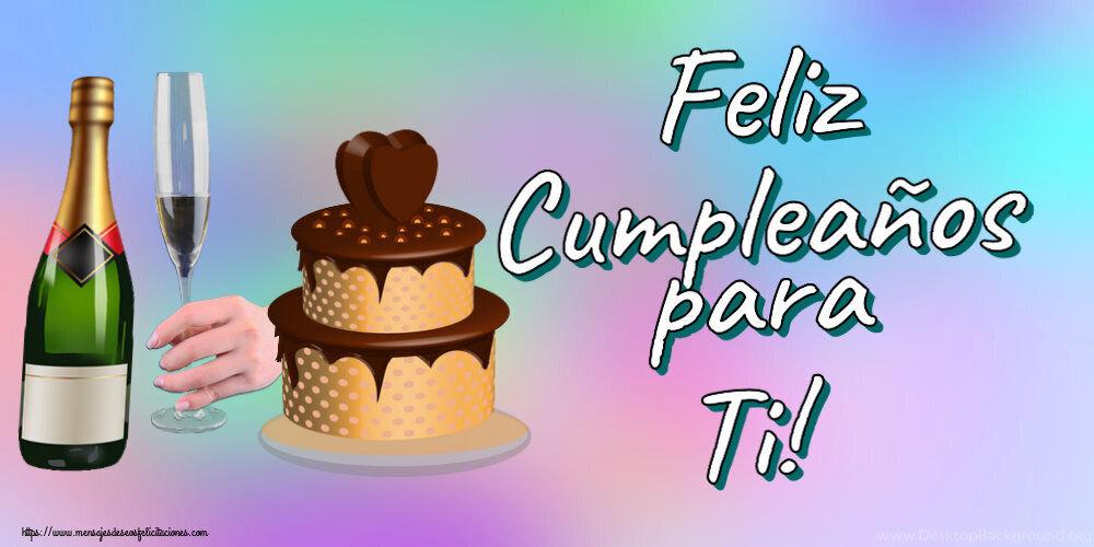 Cumpleaños Feliz Cumpleaños para Ti! ~ tarta con corazón y champán