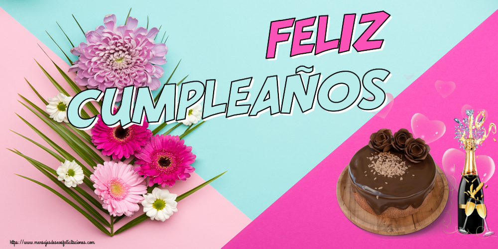 Felicitaciones de cumpleaños - ¡Feliz Cumpleaños! ~ tarta de chocolate y champán - mensajesdeseosfelicitaciones.com