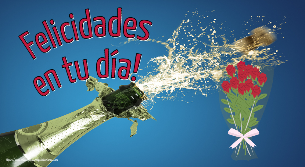 Felicitaciones de cumpleaños - Felicidades en tu día! ~ dibujo con ramo de rosas - mensajesdeseosfelicitaciones.com