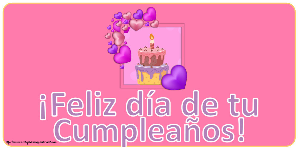 Cumpleaños ¡Feliz día de tu Cumpleaños! ~ tarta con corazones morados