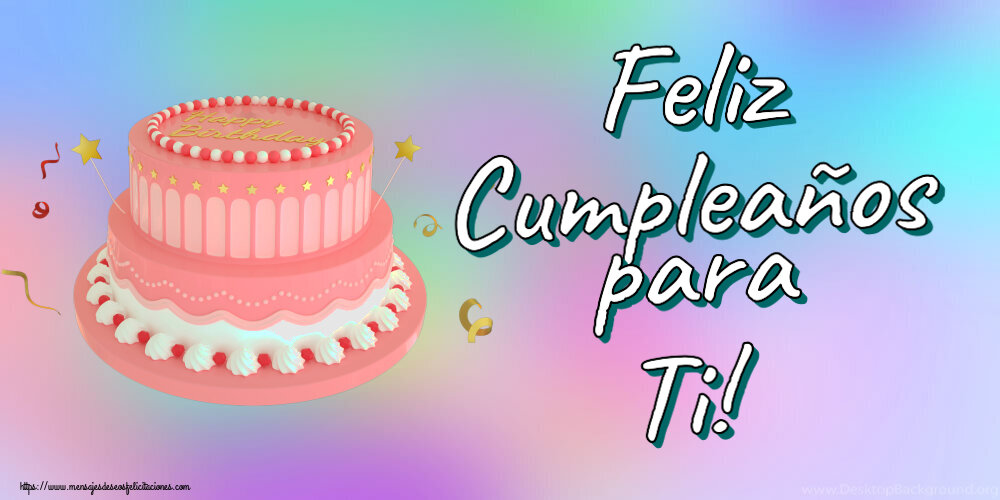 Felicitaciones de cumpleaños - Feliz Cumpleaños para Ti! ~ Tarta rosa con Happy Birthday - mensajesdeseosfelicitaciones.com