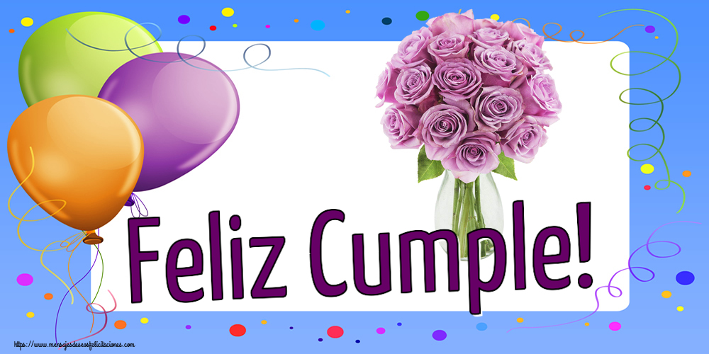 Felicitaciones de cumpleaños - Feliz Cumple! ~ rosas moradas en macetas - mensajesdeseosfelicitaciones.com