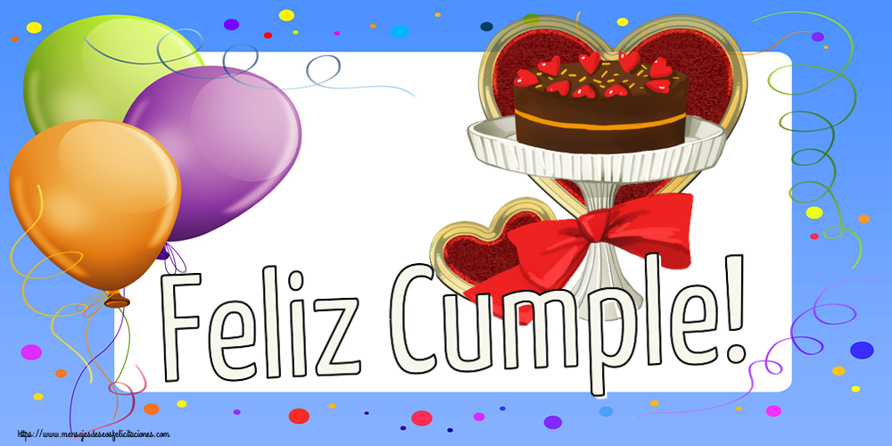 Felicitaciones de cumpleaños - Feliz Cumple! ~ tarta y corazones - mensajesdeseosfelicitaciones.com