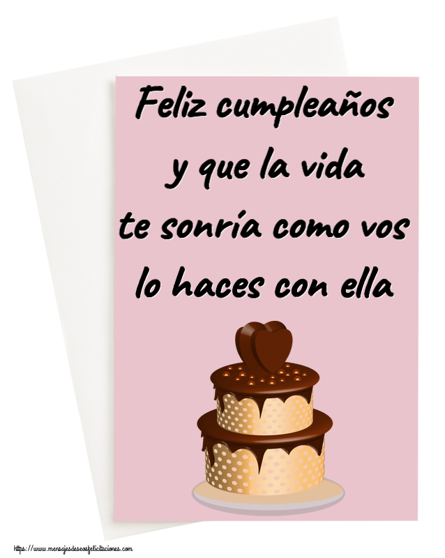 Feliz cumpleaños y que la vida te sonría como vos lo haces con ella ~ tarta de chocolate clipart