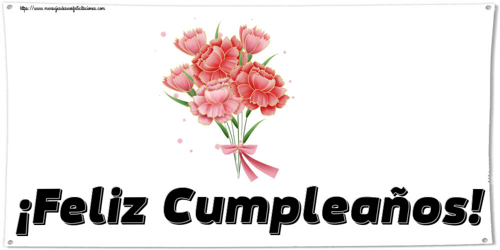 Felicitaciones de cumpleaños - ¡Feliz Cumpleaños! ~ Ramo de claveles - Clipart - mensajesdeseosfelicitaciones.com