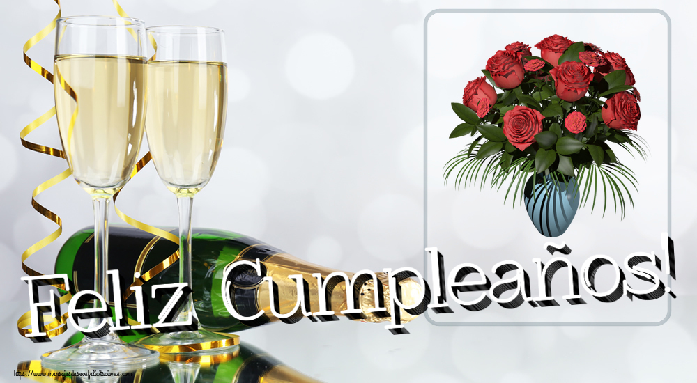 Felicitaciones de cumpleaños - Feliz Cumpleaños! ~ jarrón con rosas - mensajesdeseosfelicitaciones.com