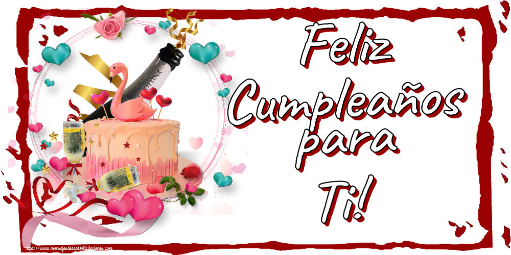 Feliz Cumpleaños para Ti! ~ tarta con cisne y champán