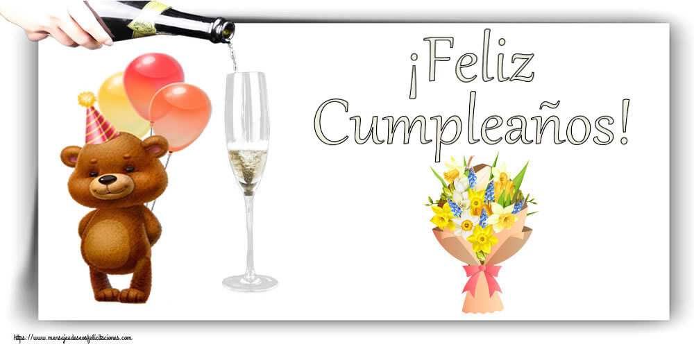 Felicitaciones de cumpleaños - 🌼 ¡Feliz Cumpleaños! ~ flores amarillas, blancas y azules - mensajesdeseosfelicitaciones.com