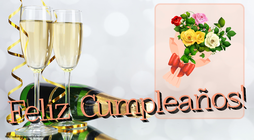 Felicitaciones de cumpleaños - Feliz Cumpleaños! ~ ramo de rosas multicolores - mensajesdeseosfelicitaciones.com