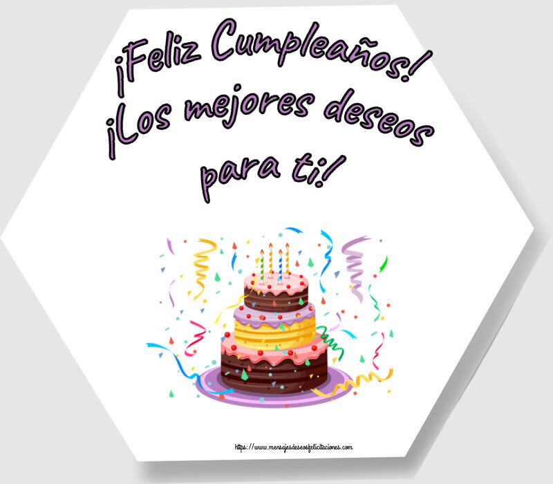 ¡Feliz Cumpleaños! ¡Los mejores deseos para ti! ~ tarta y confeti