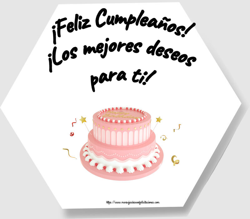 Cumpleaños ¡Feliz Cumpleaños! ¡Los mejores deseos para ti! ~ Tarta rosa con Happy Birthday