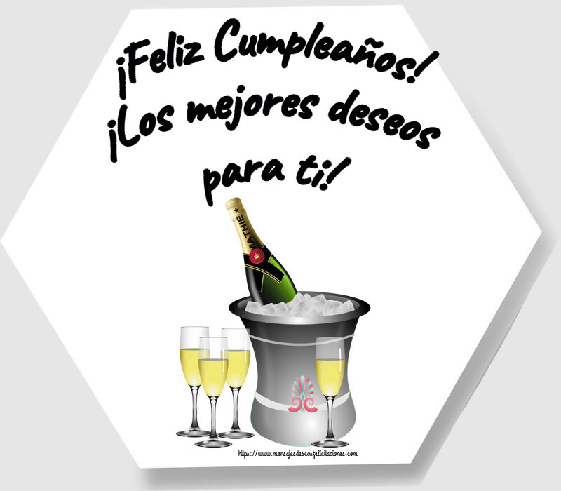 Cumpleaños ¡Feliz Cumpleaños! ¡Los mejores deseos para ti! ~ cubo y copas de champán