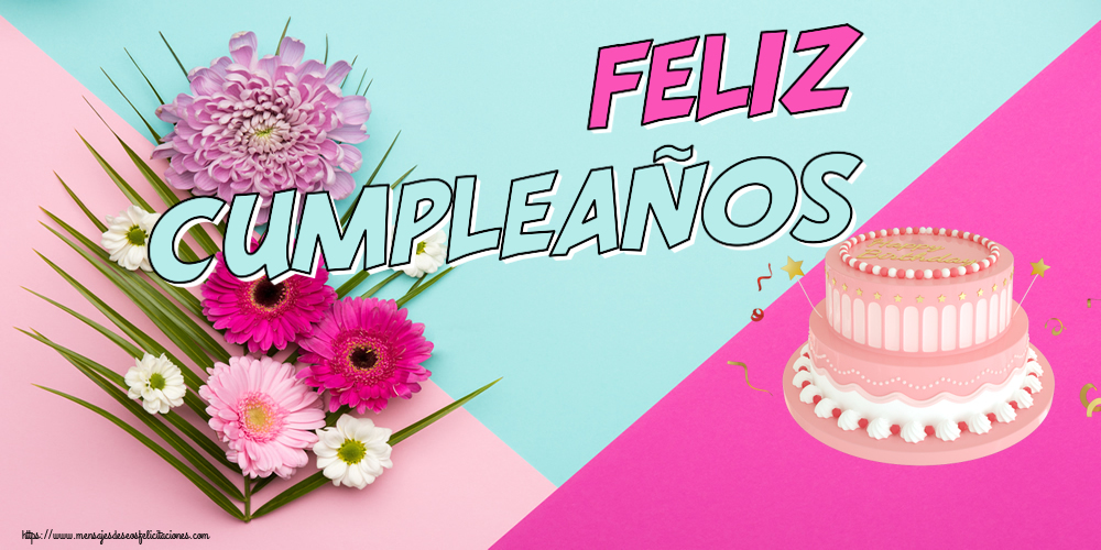 Felicitaciones de cumpleaños - 🎂 ¡Feliz Cumpleaños! ~ Tarta rosa con Happy Birthday - mensajesdeseosfelicitaciones.com