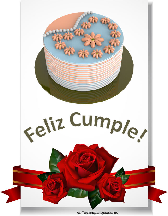 Felicitaciones de cumpleaños - 🎂 Feliz Cumple! ~ tarta con flores - mensajesdeseosfelicitaciones.com
