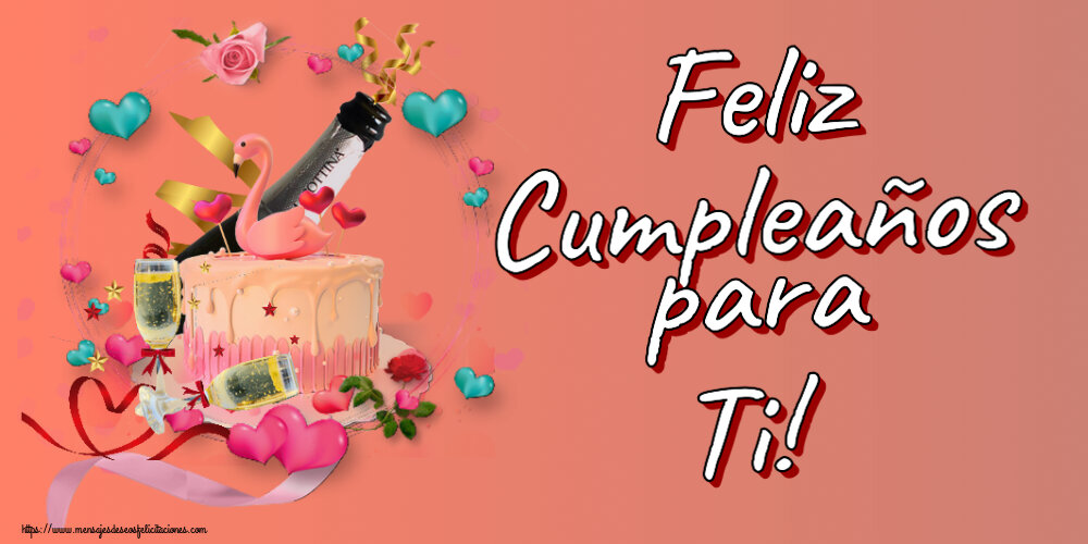 Feliz Cumpleaños para Ti! ~ tarta con cisne y champán