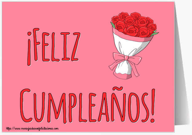 Felicitaciones de cumpleaños - ¡Feliz Cumpleaños! ~ dibujo con ramo de flores - mensajesdeseosfelicitaciones.com