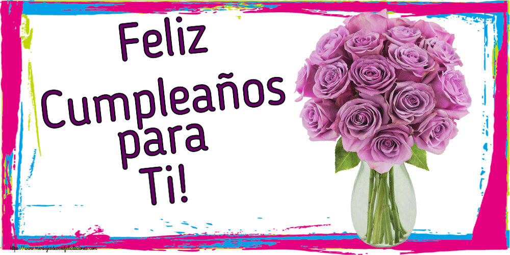 Cumpleaños Feliz Cumpleaños para Ti! ~ rosas moradas en macetas