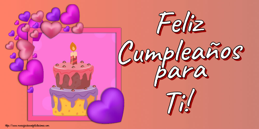 Feliz Cumpleaños para Ti! ~ tarta con corazones morados
