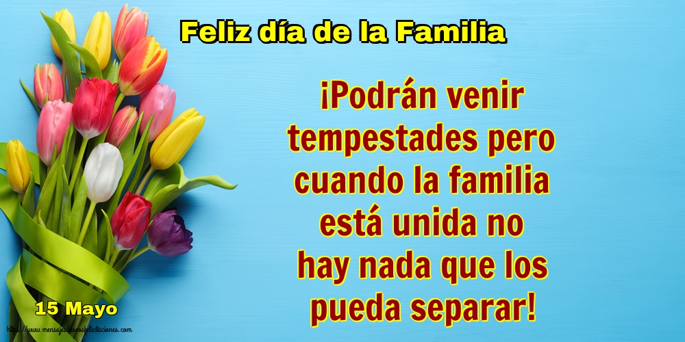 Día Internacional de la Familia 15 Mayo - Feliz día de la Familia - podrán venir tempestades pero cuando la famili