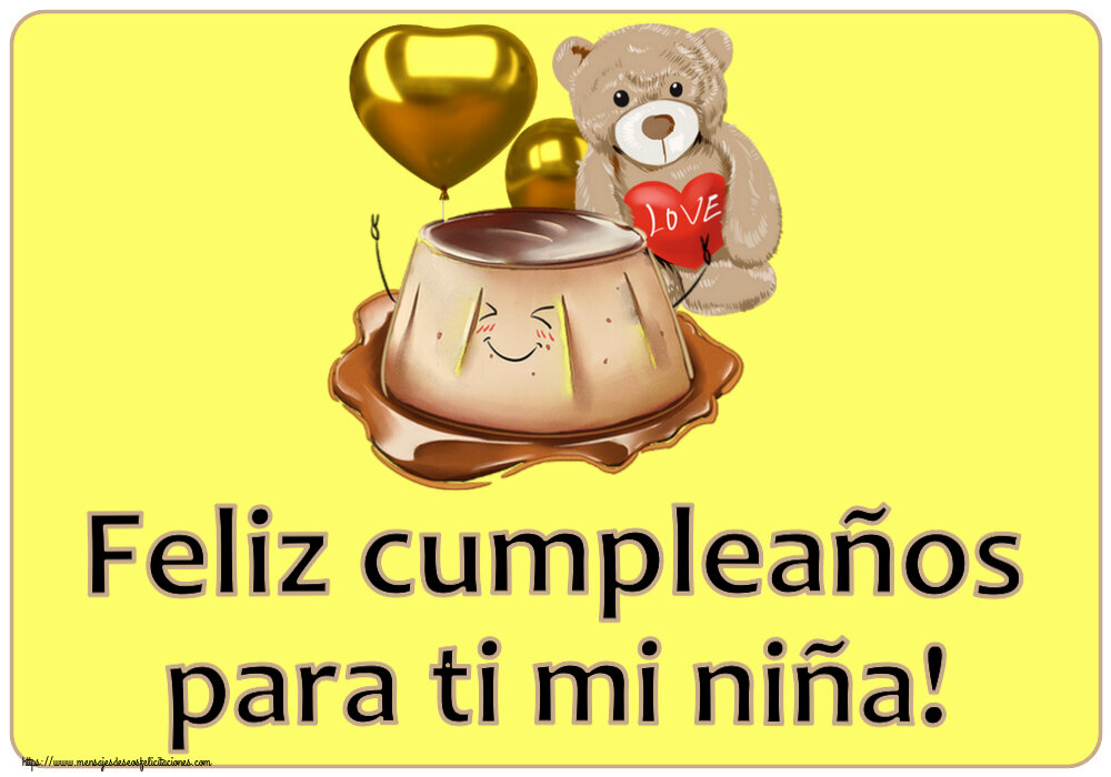 Felicitaciones para niños - Feliz cumpleaños para ti mi niña! ~ tarta de amor - mensajesdeseosfelicitaciones.com